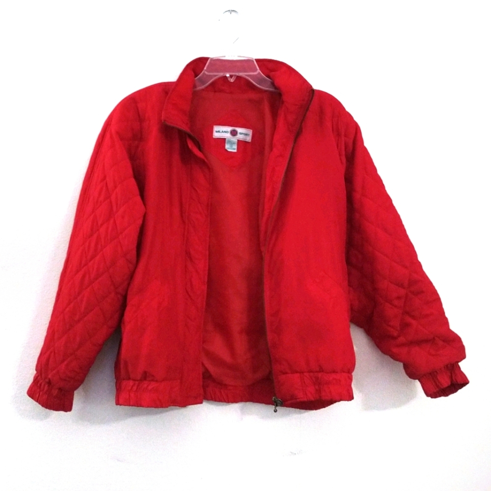 Milano Sport Vintage Red Silk Quilt Sleeve Jacket Small
